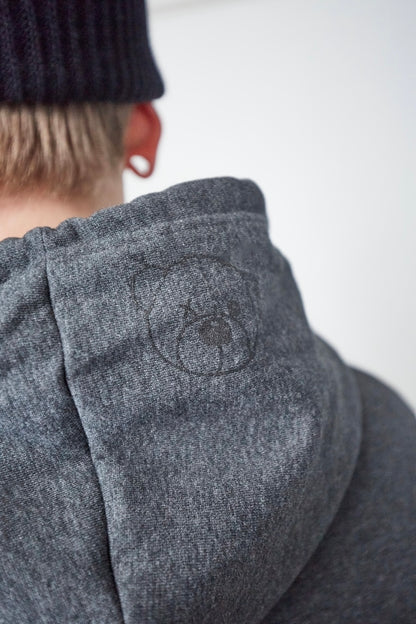 Hoodie "SLOGAN" plain grey